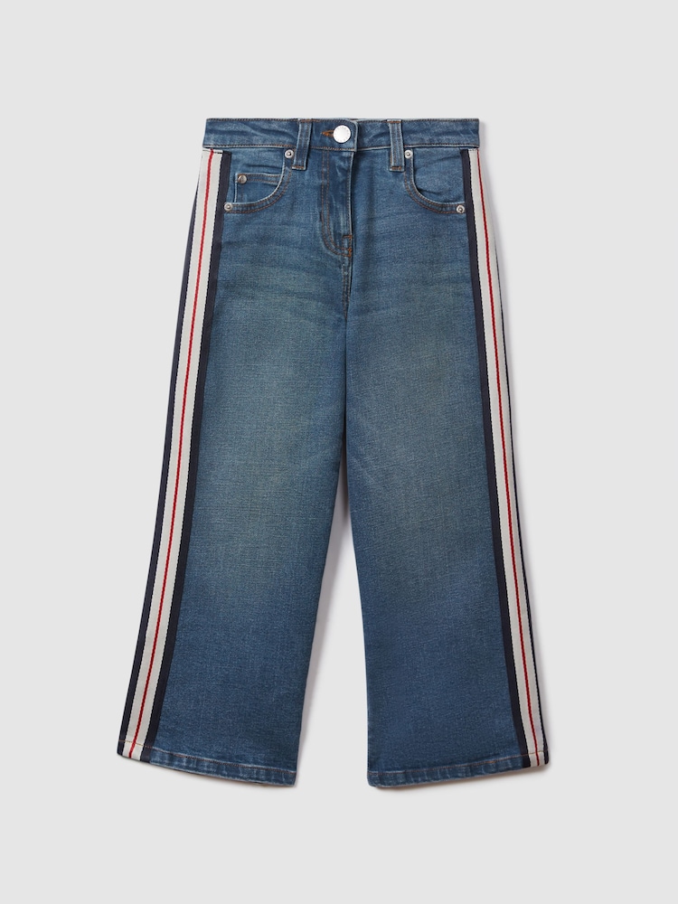 Reiss Blue Marie 4-9 yrs Side Stripe Straight Leg Jeans - Image 1 of 6 Reiss Blue Marie 4-9 yrs Side Stripe Straight Leg Jeans - Image 1 of 6