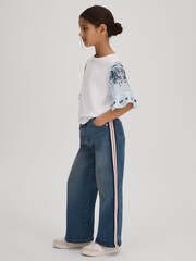 Reiss Blue Marie 4-9 yrs Side Stripe Straight Leg Jeans - Image 2 of 6