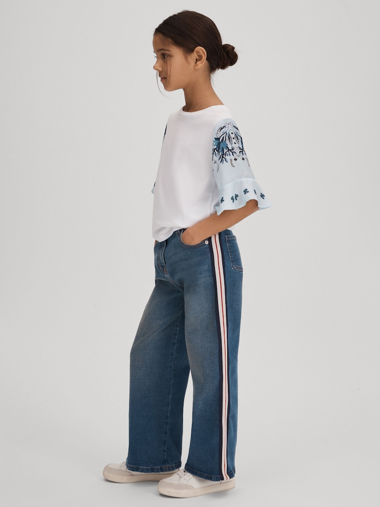 Reiss Blue Marie 4-9 yrs Side Stripe Straight Leg Jeans - Image 2 of 6 Reiss Blue Marie 4-9 yrs Side Stripe Straight Leg Jeans - Image 2 of 6