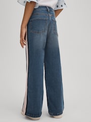 Reiss Blue Marie 4-9 yrs Side Stripe Straight Leg Jeans - Image 4 of 6