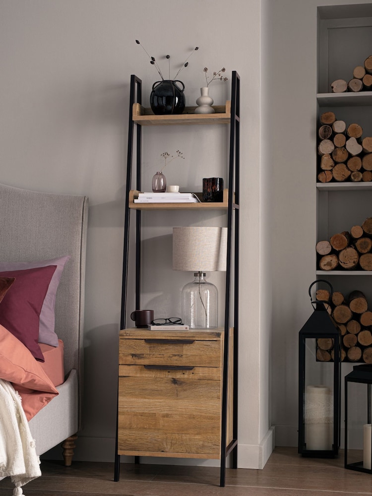 Dark Bronx Oak Effect Ladder Bedside Table - Image 1 of 9