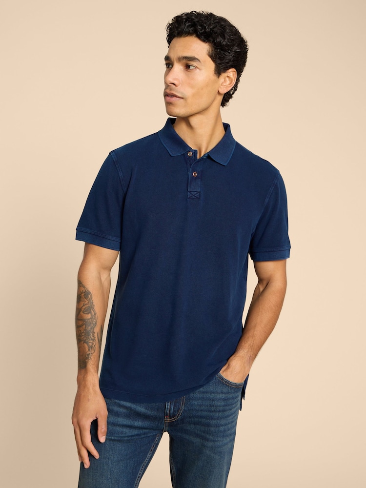 White Stuff Blue 100% Cotton Utility Polo Shirt - Image 1 of 7