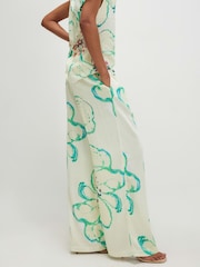 River Island Linen Blend Printed Wide Leg Trousers - Attēls 3 no 4