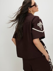 River Island Brown Embroidered Motif Shirt - Image 3 of 4