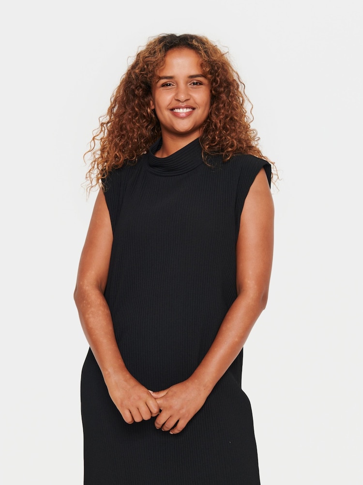 Saint Tropez Bronte Sleeveless Mock Neck Black Dress - Image 1 of 5