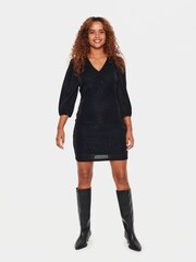 Saint Tropez Biana V-Neck 3/4 Sleeve Black Dress - Image 3 of 6