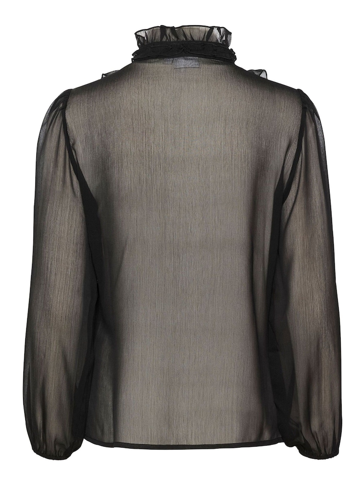 Saint Tropez Lilja Chiffon Ruffle Black Blouses - Image 6 of 6