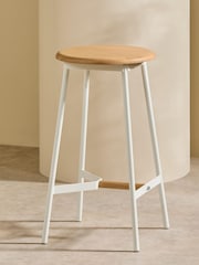 MADE.COM White and Oak Kabin Bar Stool - Image 2 of 4