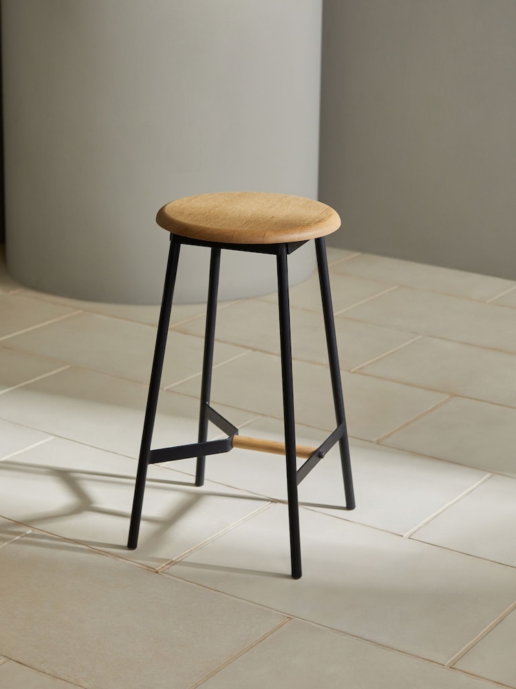 MADE.COM Black and Oak Kabin Bar Stool - Image 2 of 4