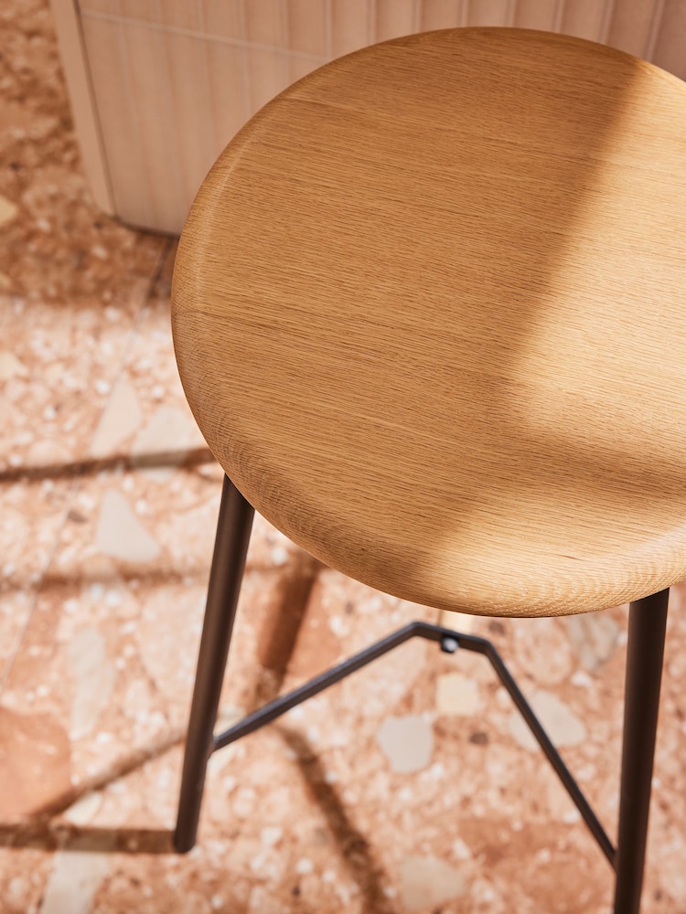 MADE.COM Black and Oak Kabin Bar Stool - Image 4 of 4