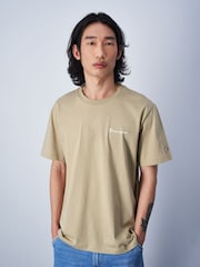 Champion Beige Crewneck 100% Cotton T-Shirt - Image 1 of 5