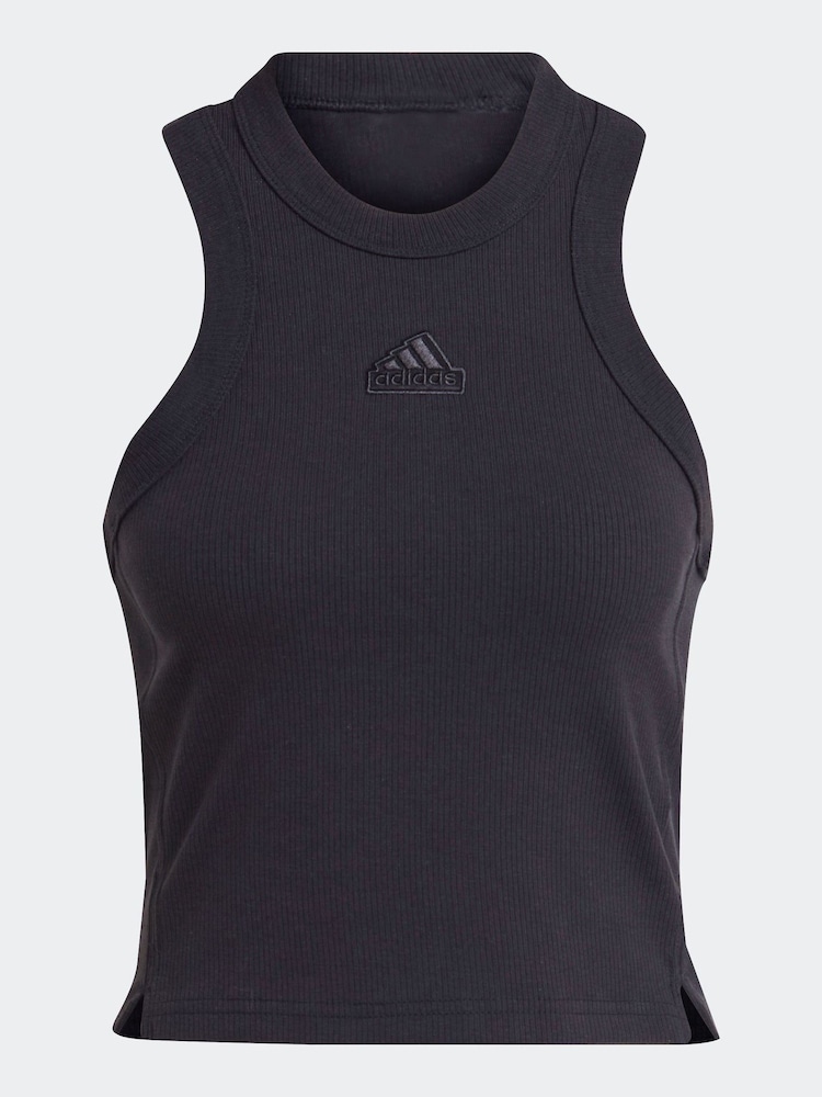 adidas Black Long Rib Vest - Image 7 of 7