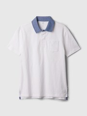 Gap White Chambray Collar Short Sleeve Polo Shirt (4-13yrs) - Image 1 of 2