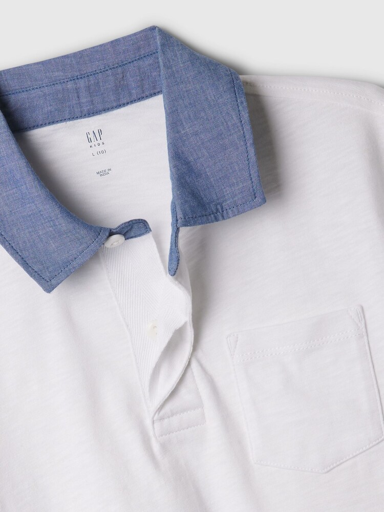 Gap White Chambray Collar Short Sleeve Polo Shirt (4-13yrs) - Image 2 of 2