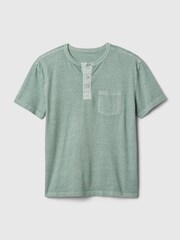 Gap Green Vintage Henley Short Sleeve Crew Neck T-Shirt (4-13yrs) - Image 1 of 2