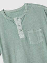 Gap Green Vintage Henley Short Sleeve Crew Neck T-Shirt (4-13yrs) - Image 2 of 2