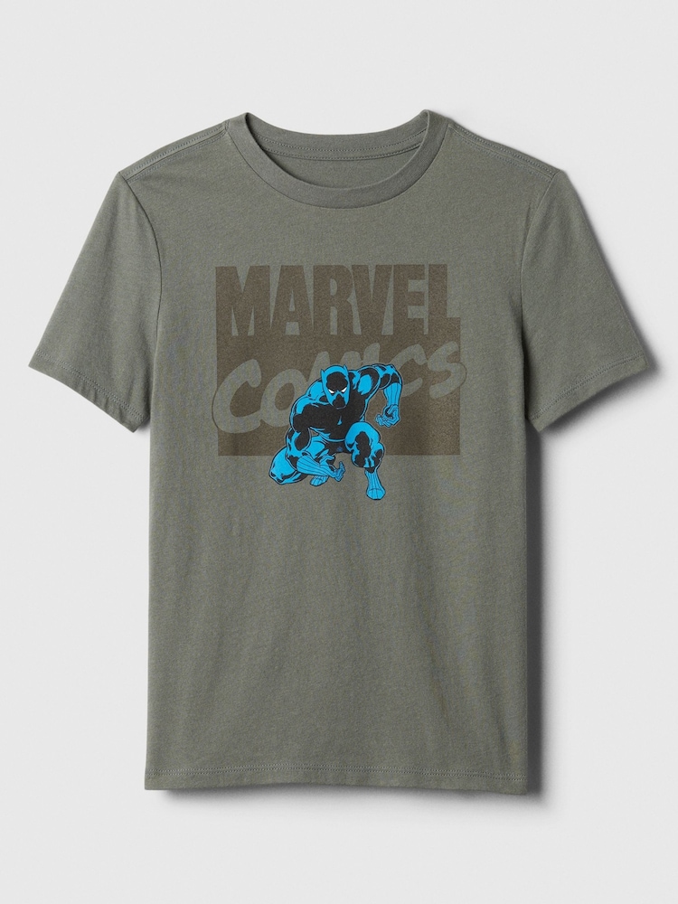 Gap Grey Marvel Black Panther Graphic Short Sleeve Crew Neck T-Shirt (4-13yrs) - Image 1 of 1