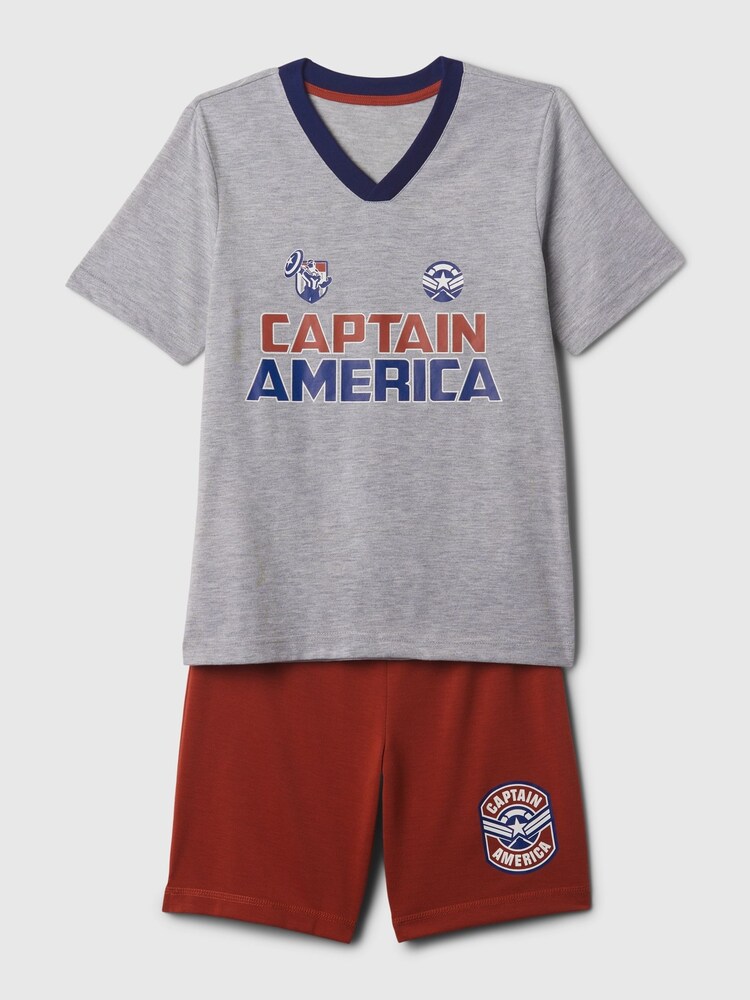Gap Grey Marvel Captain America Shorts Pyjama Set (4-13yrs) - Image 1 of 1
