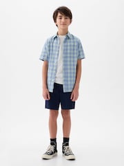 Gap Blue Short Sleeve Linen Cotton Shirt (4-13yrs) - Image 3 of 3