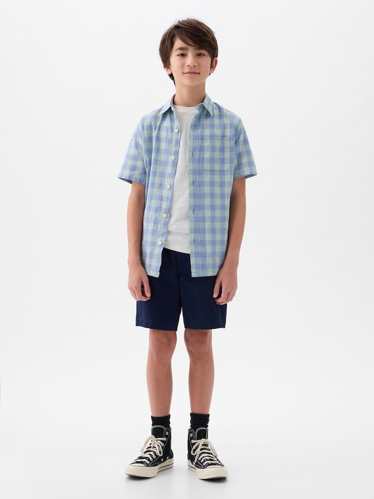 Gap Blue Short Sleeve Linen Cotton Shirt (4-13yrs) - Image 3 of 3 Gap Blue Short Sleeve Linen Cotton Shirt (4-13yrs) - Image 3 of 3
