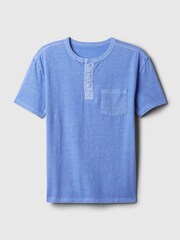 Gap Blue Vintage Henley Short Sleeve Crew Neck T-Shirt (4-13yrs) - Image 1 of 2