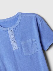 Gap Blue Vintage Henley Short Sleeve Crew Neck T-Shirt (4-13yrs) - Image 2 of 2