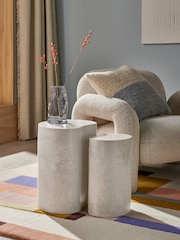 MADE.COM Set of 2 Grey Terrazzo Concrete Marnie Nest of Tables - Image 1 of 6