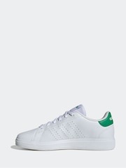 adidas White/Green Kids Advantage Base 2.0 Trainers - Image 2 of 9