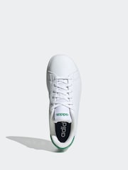 adidas White/Green Kids Advantage Base 2.0 Trainers - Image 5 of 9