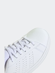 adidas White/Green Kids Advantage Base 2.0 Trainers - Image 8 of 9