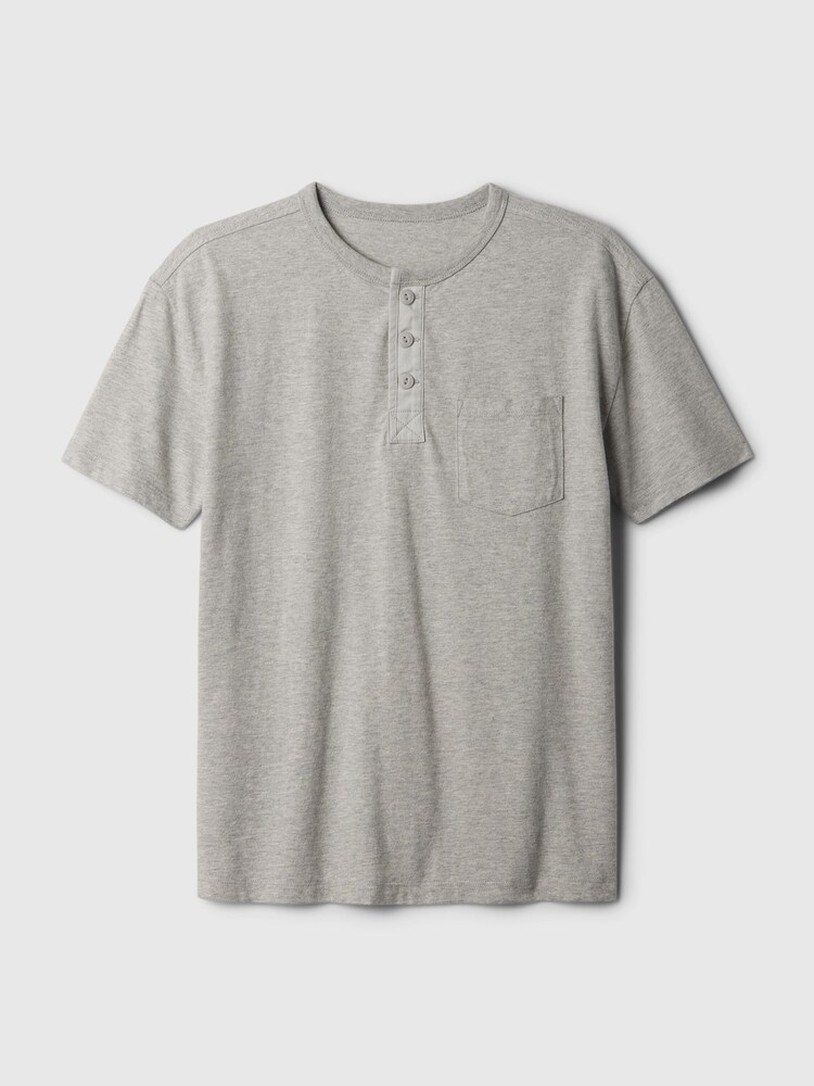 Gap Grey Vintage Henley Short Sleeve Crew Neck T-Shirt (4-13yrs) - Image 1 of 2