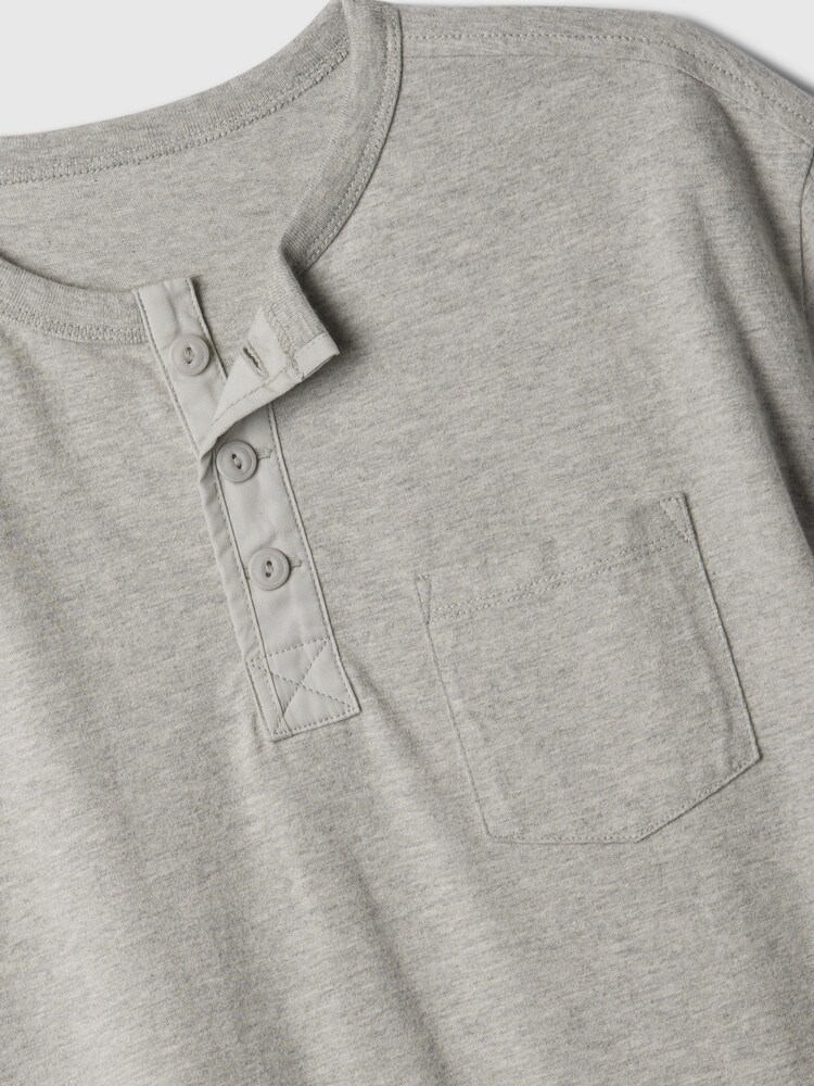 Gap Grey Vintage Henley Short Sleeve Crew Neck T-Shirt (4-13yrs) - Image 2 of 2