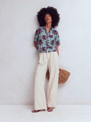 Boden Blue Short Sleeve Linen Shirt - Image 5 of 6