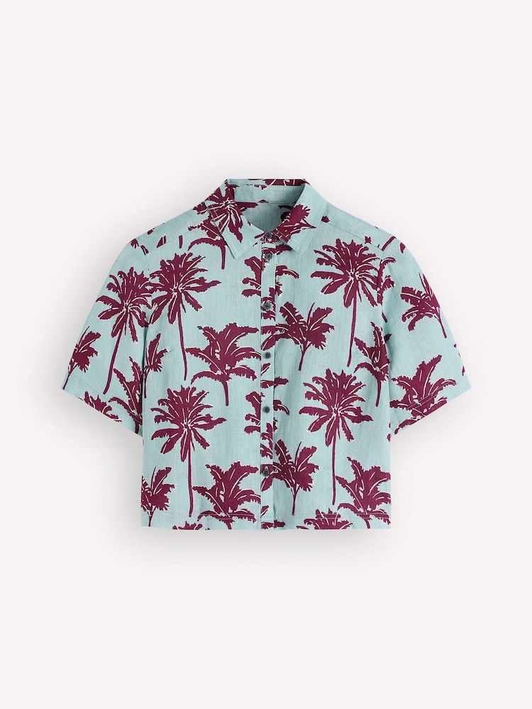 Boden Blue Short Sleeve Linen Shirt - Image 6 of 6 Boden Blue Short Sleeve Linen Shirt - Image 6 of 6