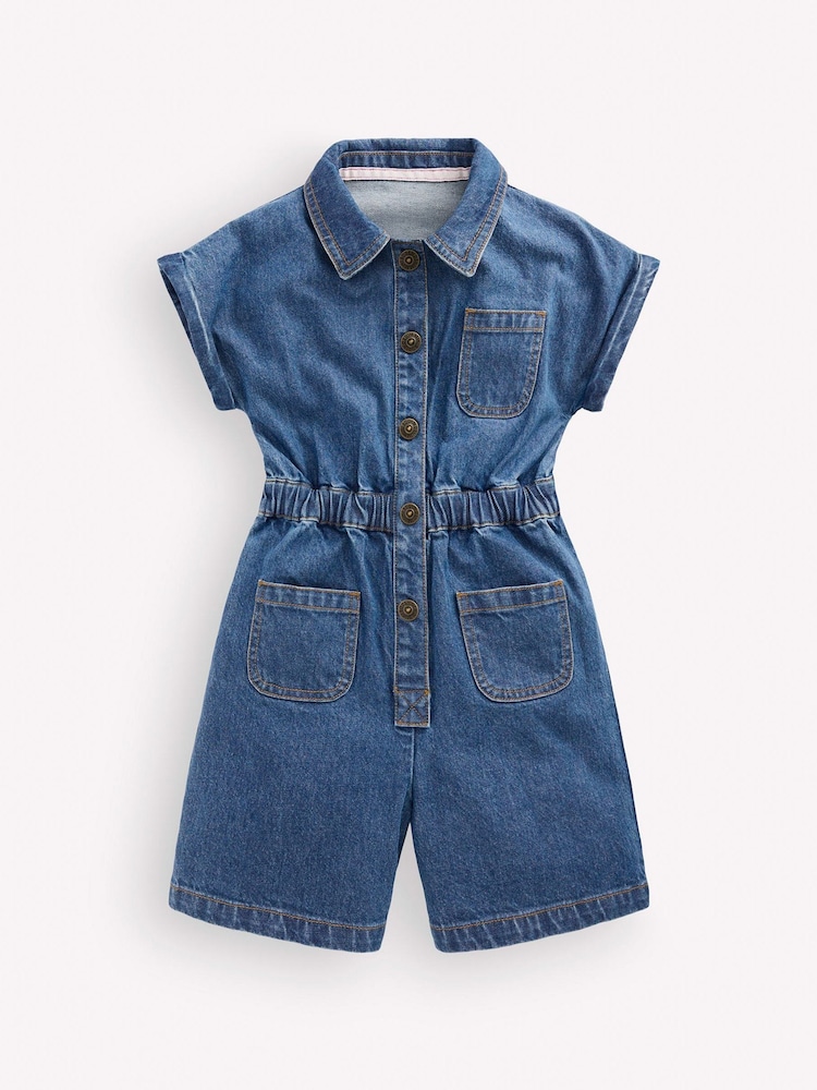 Boden Blue Embroidered Playsuit - Image 1 of 3 Boden Blue Embroidered Playsuit - Image 1 of 3