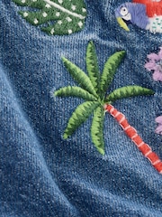 Boden Blue Embroidered Playsuit - Image 3 of 3