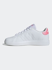 adidas White/Pink Kids Advantage Base 2.0 Trainers - Image 2 of 9