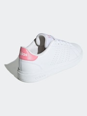 adidas White/Pink Kids Advantage Base 2.0 Trainers - Image 4 of 9