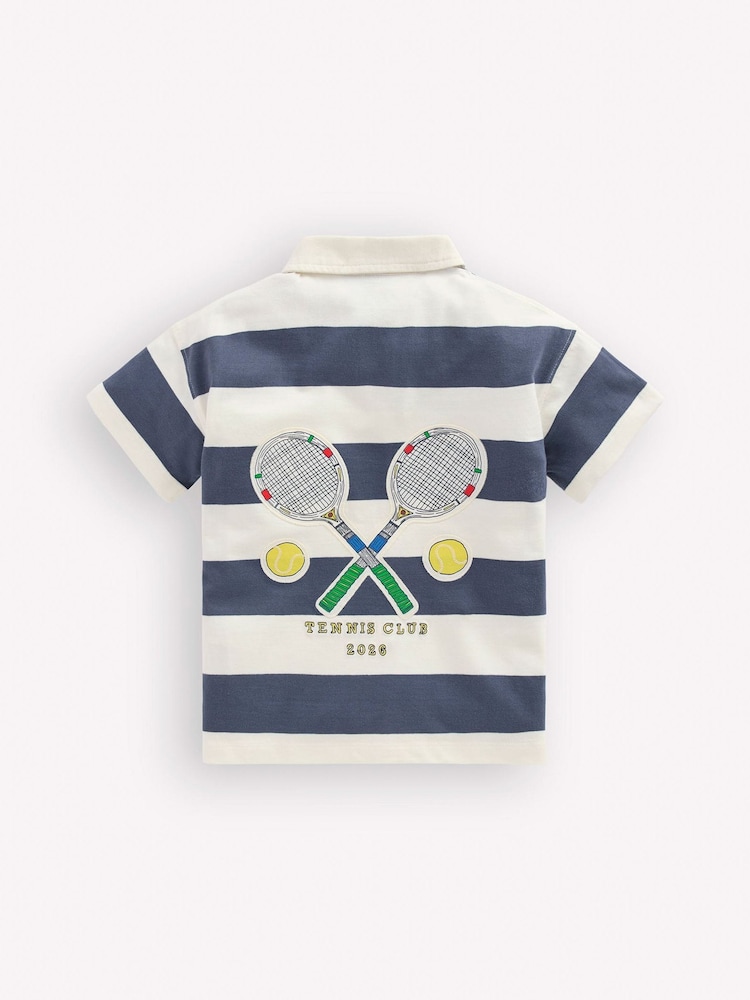 Boden Blue Relaxed Appliqué Polo Shirt - Image 2 of 3 Boden Blue Relaxed Appliqué Polo Shirt - Image 2 of 3