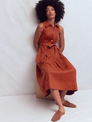 Boden Brown Belinda Linen Shirt Dress - Image 4 of 6