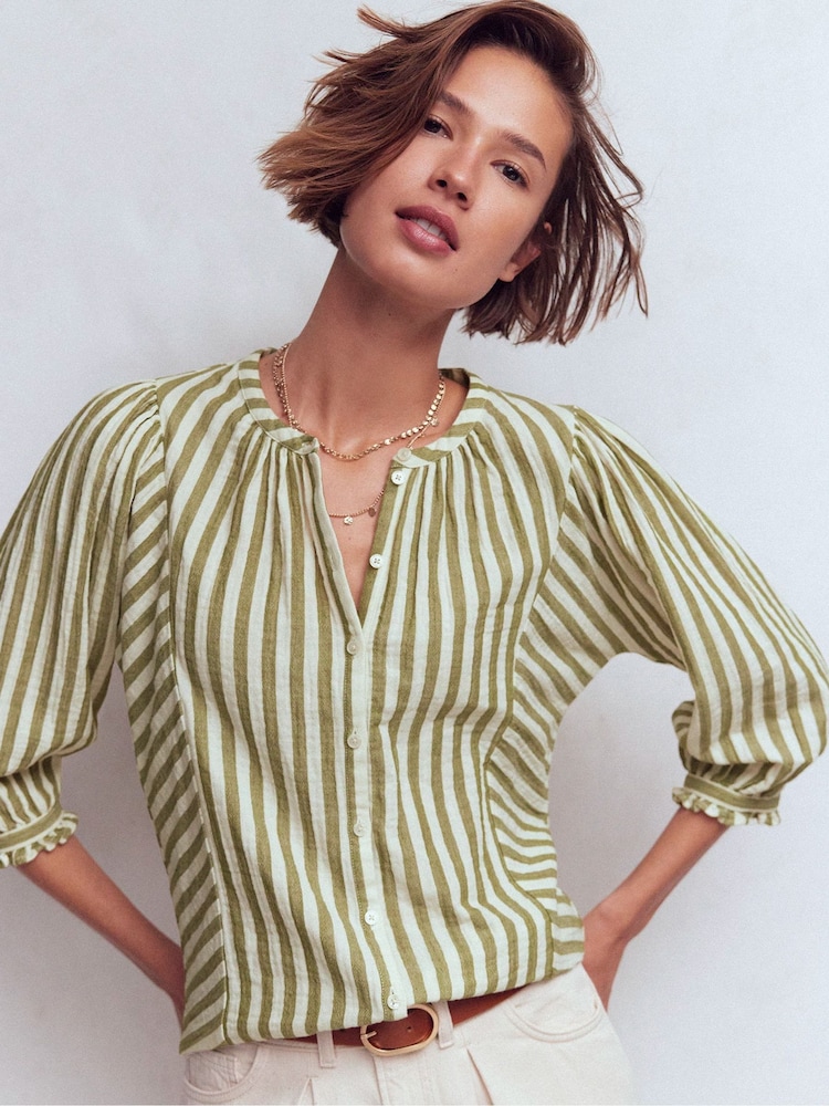 Boden Green Camille Double Cloth Top - Image 1 of 5 Boden Green Camille Double Cloth Top - Image 1 of 5