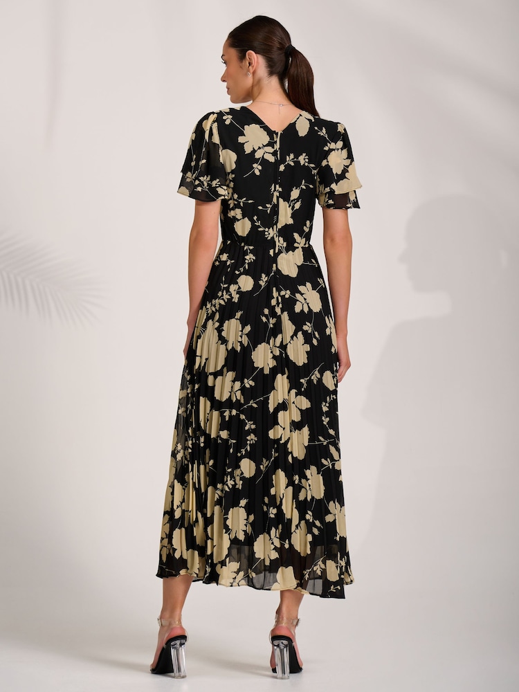 Jolie Moi Black Chiffon Pleated Maxi Dress - Image 2 of 6 Jolie Moi Black Chiffon Pleated Maxi Dress - Image 2 of 6