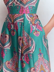 Boden Green Empire Poplin Occasion Dress - Image 2 of 5