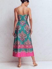Boden Green Empire Poplin Occasion Dress - Image 3 of 5