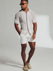 Tailored Athlete Natural Muscle Fit Colour Block Crochet Knitted Shirt - Image 3 of 7