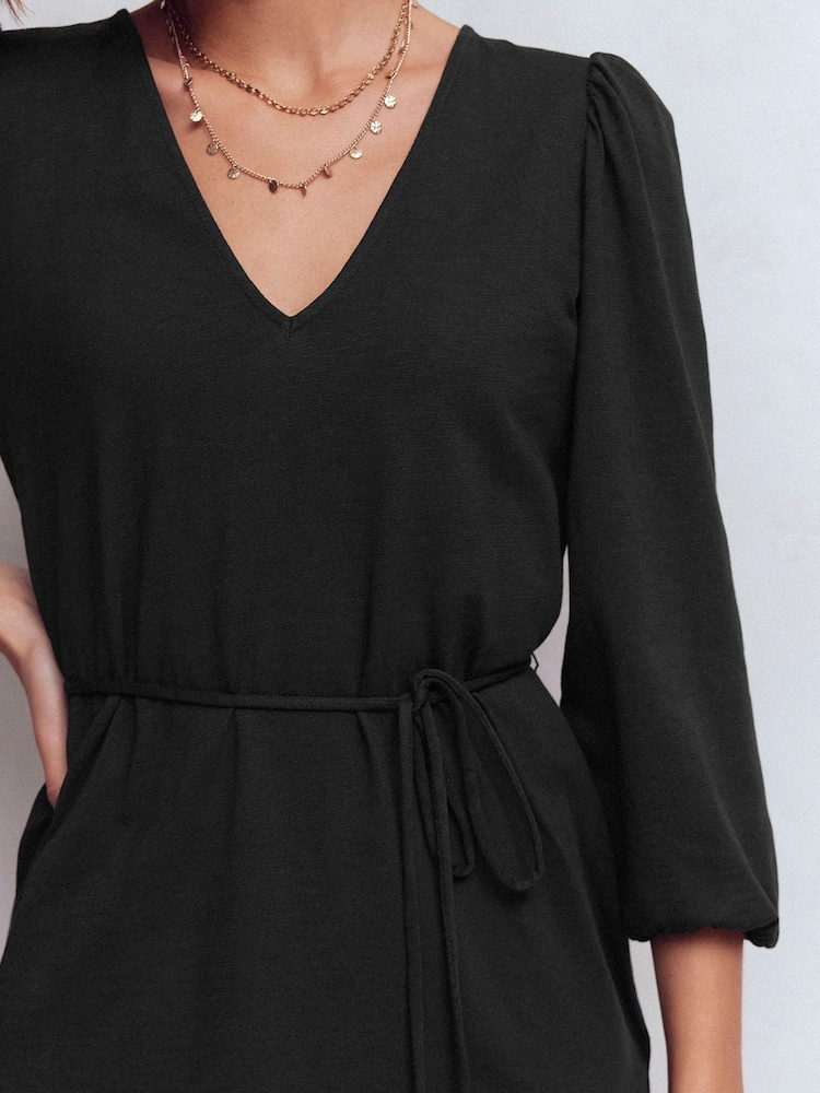 Boden Black Cary V-Neck Jersey Dress - Image 2 of 5