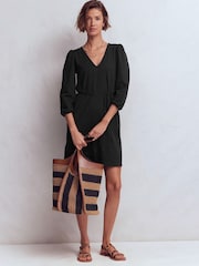 Boden Black Cary V-Neck Jersey Dress - Image 4 of 5