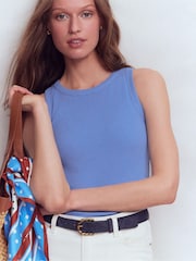 Boden Blue Ribbed Cotton Vest - Image 1 of 5