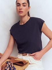 Boden Blue Louisa Slub T-Shirt - Image 4 of 5