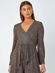 Roman Metallic Shimmer Stripe Wrap Playsuit - Image 3 of 5